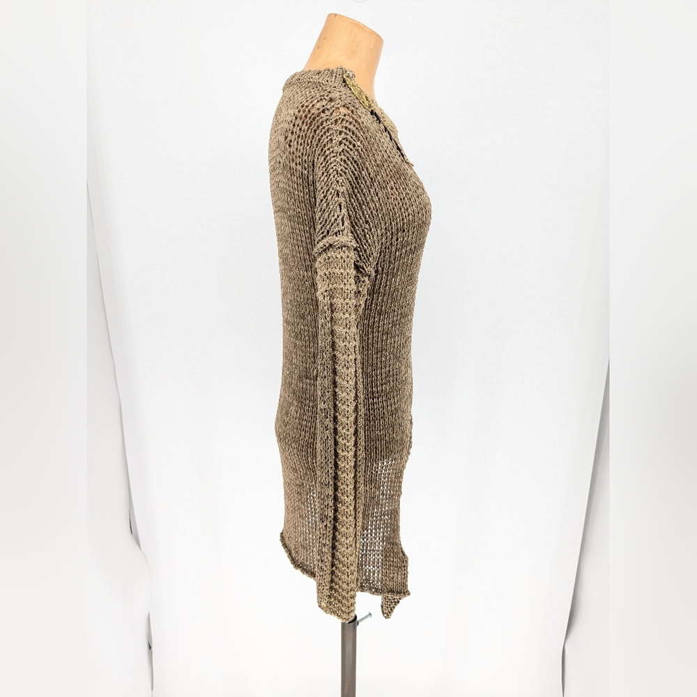 Elisa Cavaletti Knit Asymmetrical Top Gold Womens Medium Avant Garde Chic - Picture 4 of 15